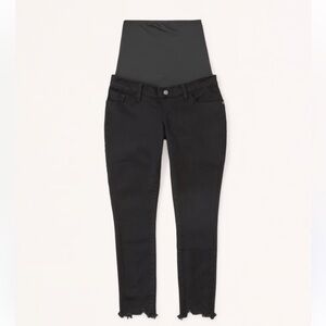 Abercrombie & Fitch Black Super Skinny Ankle Maternity Destroyed Jeans